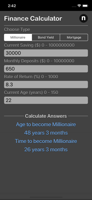 Finance Calculator Nitrio iOS App for iPhone and iPad