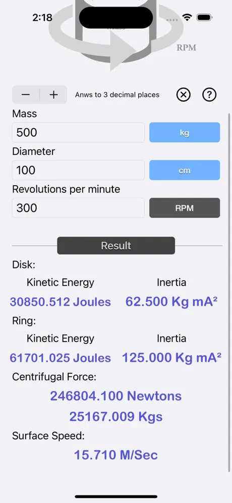Flywheel_Energy_Calculator iOS App Screenshot 2