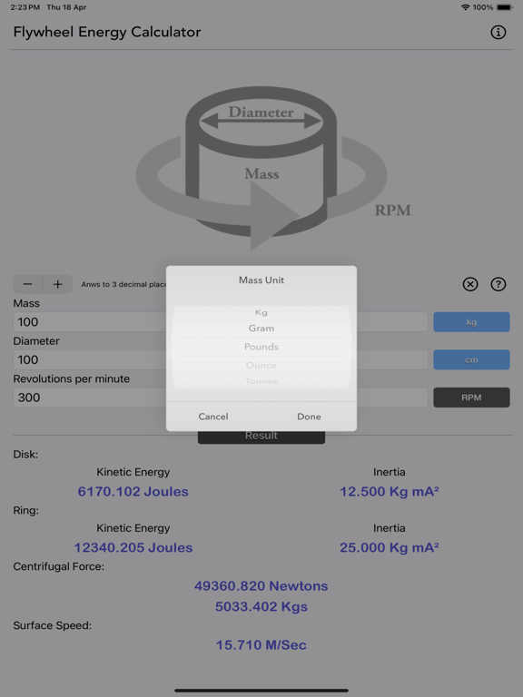 Flywheel_Energy_Calculator iPadOS App Screenshot 2