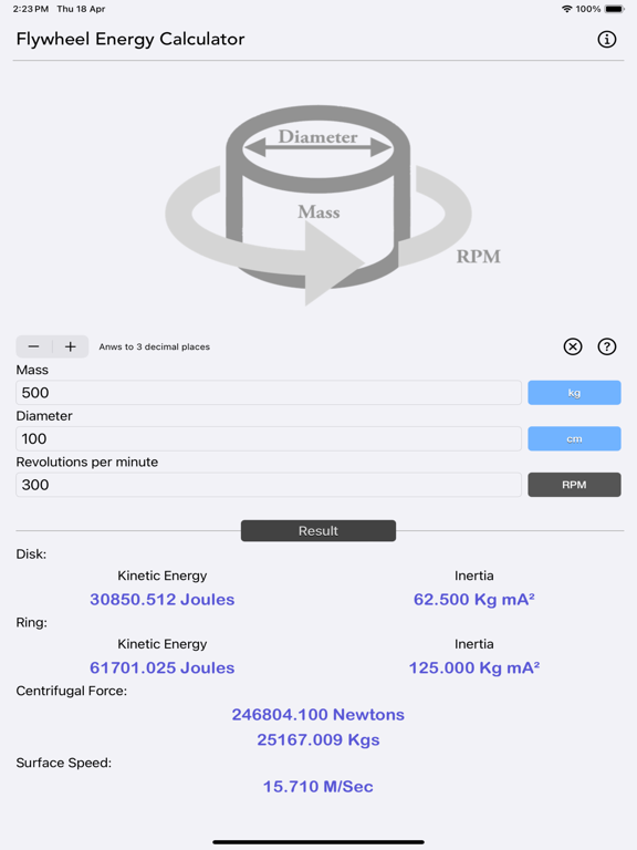 Flywheel_Energy_Calculator iPadOS App Screenshot 3