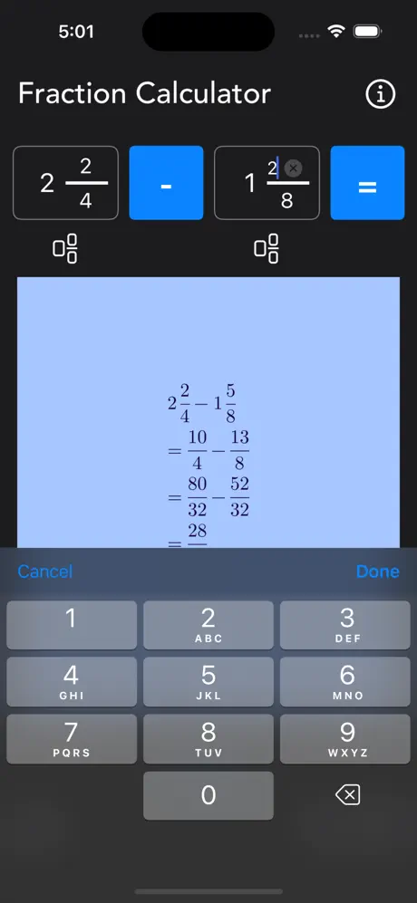 Fraction_Calculator_Math iOS App Screenshot 4