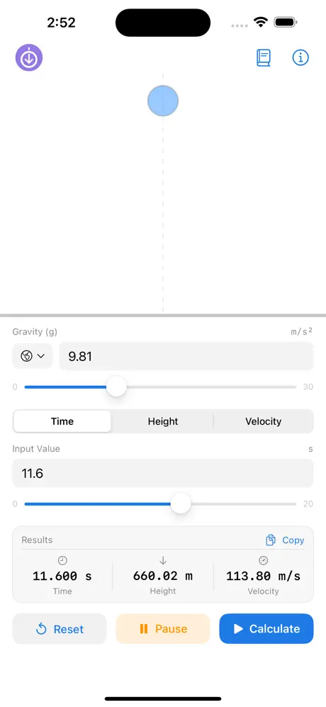 Free_Fall_Calculator iOS App Screenshot 1