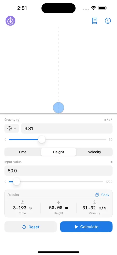 Free_Fall_Calculator iOS App Screenshot 2