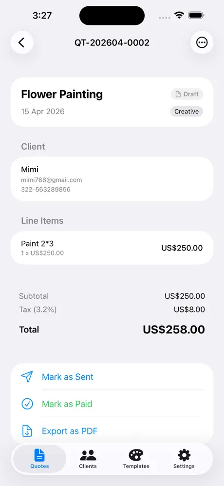 Freelances_Quote iOS App Screenshot 2