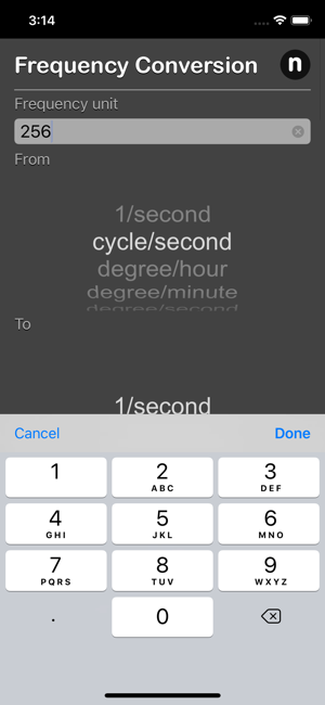 Frequency Conversion iOS App for iPhone and iPad