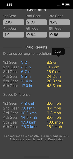 Gear Calculator Plus iOS App for iPhone and iPad