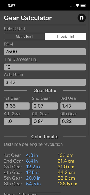 Gear Calculator Plus iOS App for iPhone and iPad