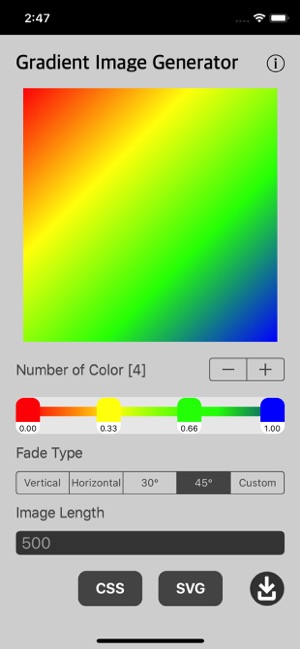 Gradient Image Generator iOS App for iPhone and iPad