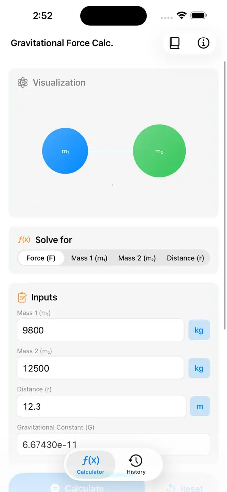Gravitational_Force_Calculator iOS App Screenshot 4