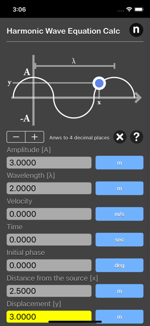 Harmonic Wave Equation Calc iOS App for iPhone and iPad