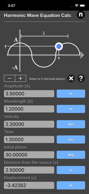 Harmonic Wave Equation Calc iOS App for iPhone and iPad