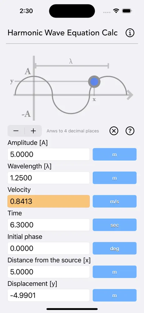 Harmonic_Wave_Equation_Calc iOS App Screenshot 4