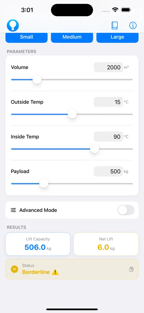 Hot_Air_Balloon_Lift_Calc iOS App Screenshot 4
