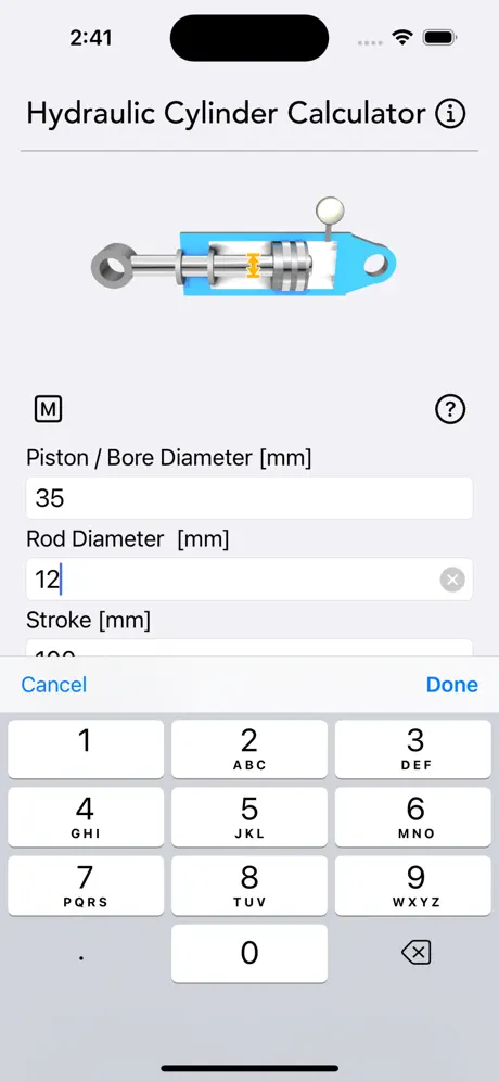 Hydraulic_Cylinder_Calc iOS App Screenshot 3