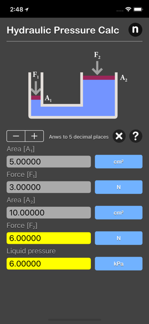 Hydraulic Pressure Calculator iOS App for iPhone and iPad