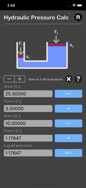 Hydraulic Pressure Calculator iOS App for iPhone and iPad
