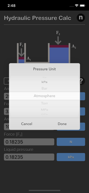 Hydraulic Pressure Calculator iOS App for iPhone and iPad