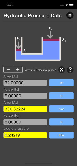 Hydraulic Pressure Calculator iOS App for iPhone and iPad