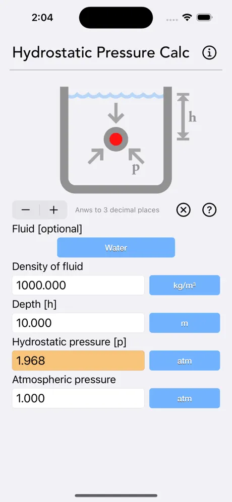 Hydrostatic_Pressure_Calc iOS App Screenshot 1
