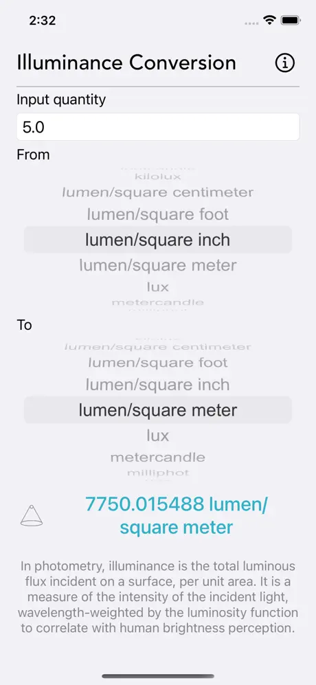 Illuminance_Conversion iOS App Screenshot 1