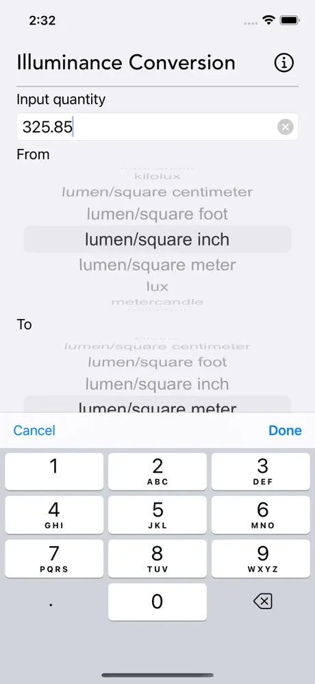Illuminance_Conversion iOS App Screenshot 2