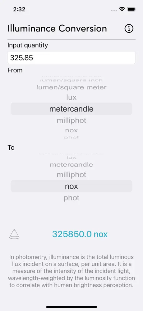 Illuminance_Conversion iOS App Screenshot 3