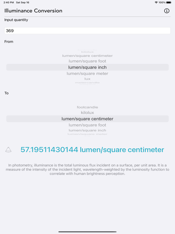 Illuminance_Conversion iPadOS App Screenshot 4