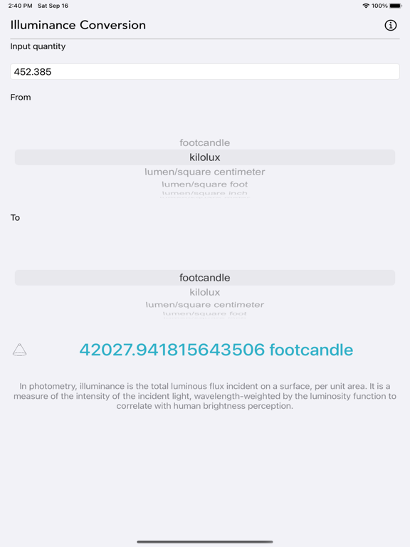 Illuminance_Conversion iPadOS App Screenshot 5