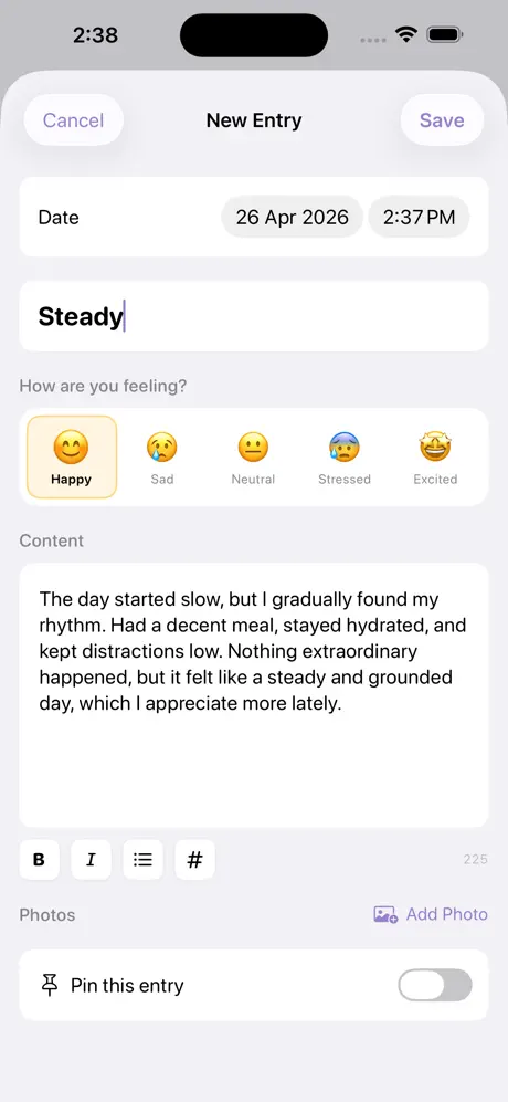 InnerNote_Personal_Diary iOS App Screenshot 2