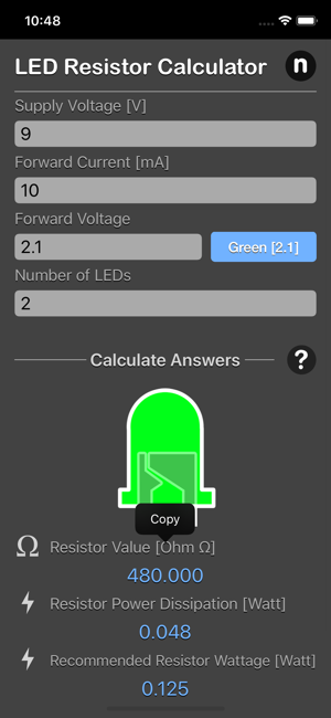 LED Resistor Calculator Plus iOS App for iPhone and iPad