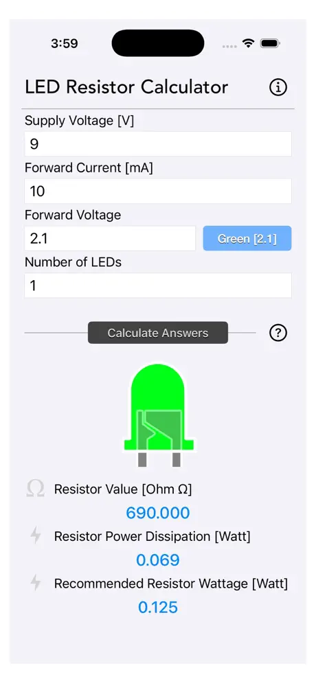 LED_Resistor_Calculator_Plus iOS App Screenshot 2