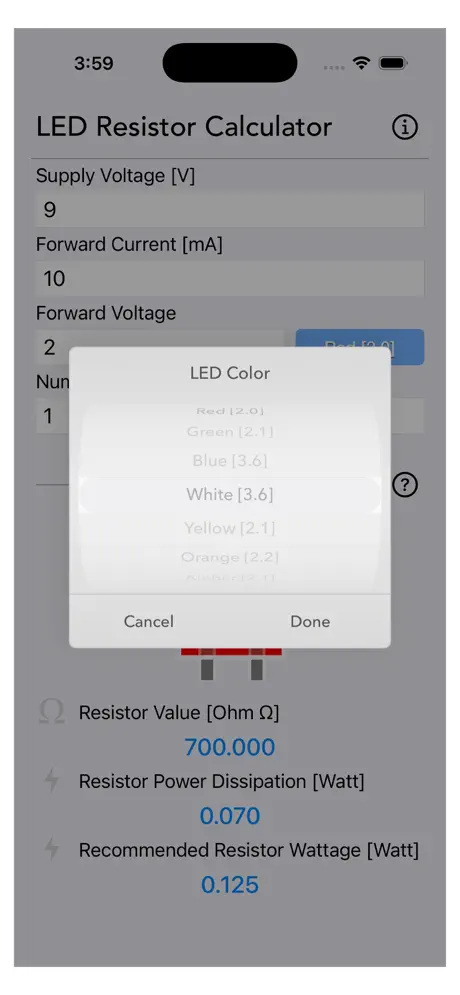 LED_Resistor_Calculator_Plus iOS App Screenshot 3