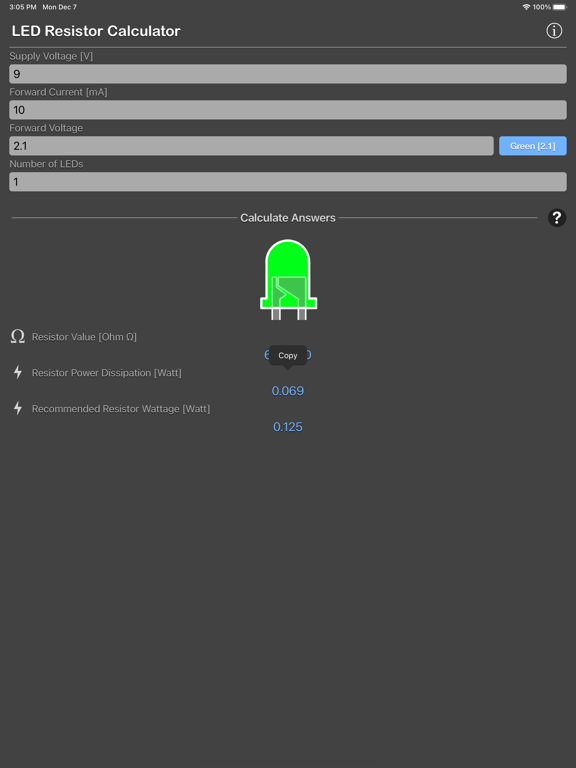 LED_Resistor_Calculator_Plus iPadOS App Screenshot 3