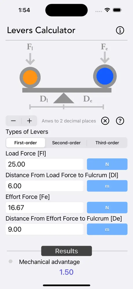 Levers_Calculator iOS App Screenshot 5