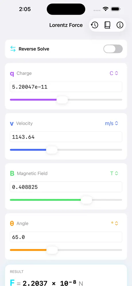 Lorentz_Force_Calculator iOS App Screenshot 1