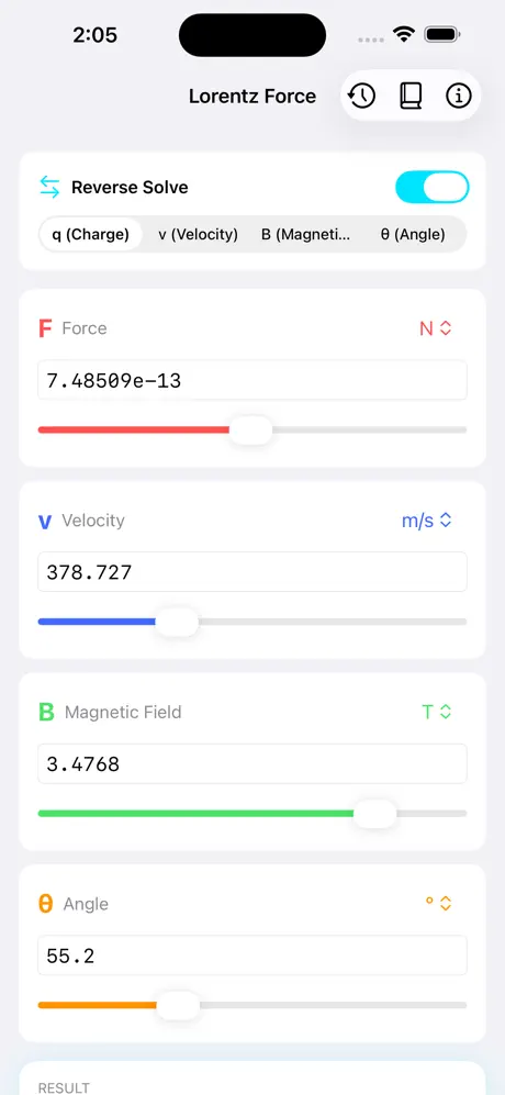 Lorentz_Force_Calculator iOS App Screenshot 3