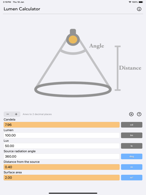 Lumen_Calculator iPadOS App Screenshot 1