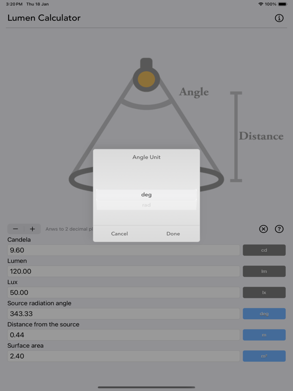 Lumen_Calculator iPadOS App Screenshot 3