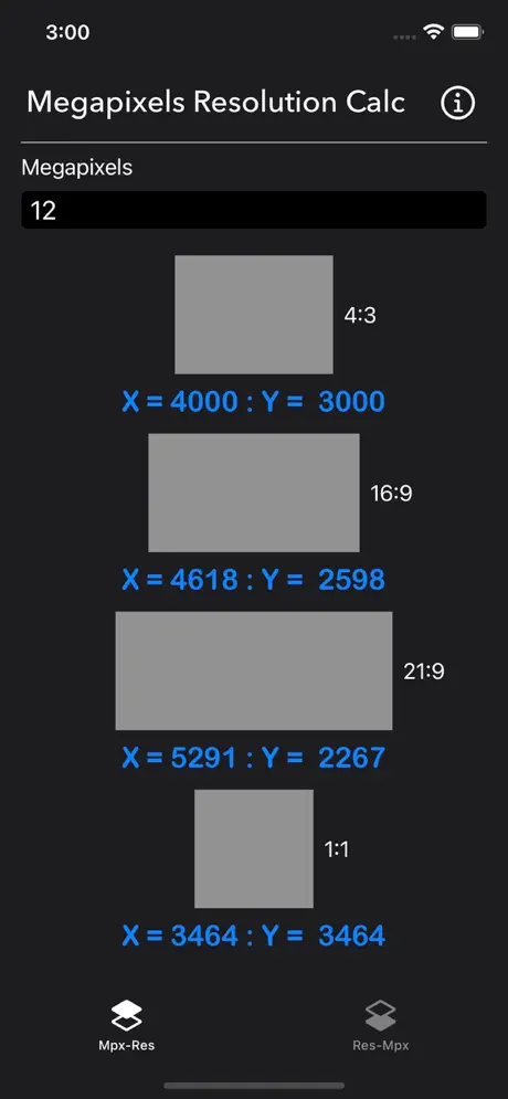 Megapixels_Resolution_Calc iOS App Screenshot 1