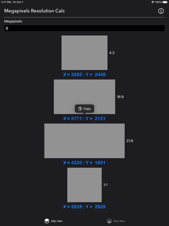 Megapixels_Resolution_Calc iPadOS App Screenshot 3