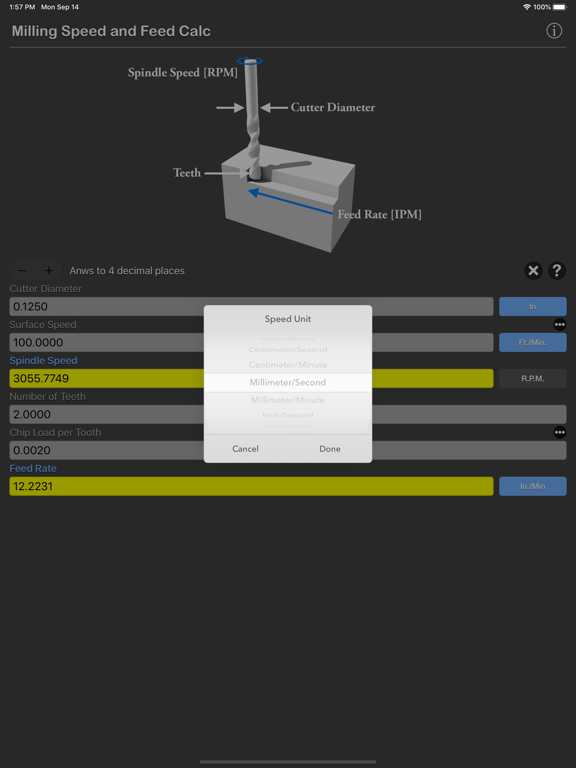Milling_Speed_and_Feed_Calc iPadOS App Screenshot 10