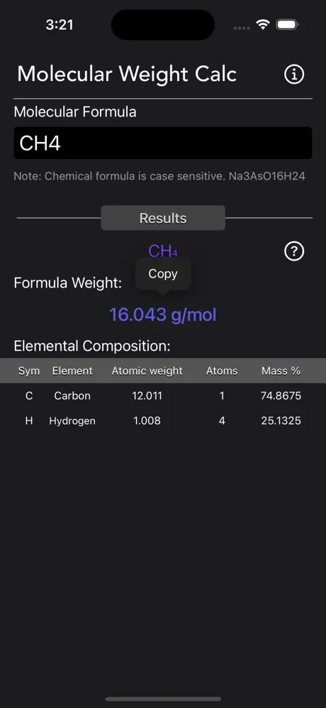 Molecular_Weight_Calculator iOS App Screenshot 6