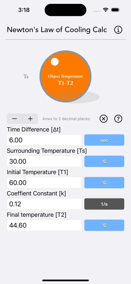 Newton_s_Law_of_Cooling_Calc iOS App Screenshot 3