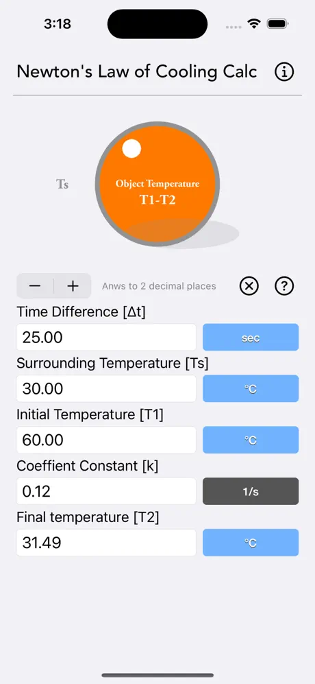 Newton_s_Law_of_Cooling_Calc iOS App Screenshot 4