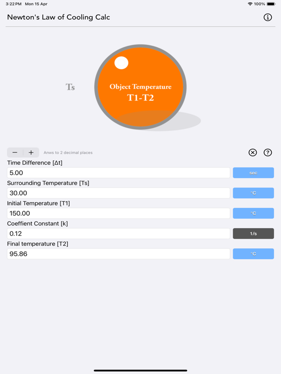 Newton_s_Law_of_Cooling_Calc iPadOS App Screenshot 4