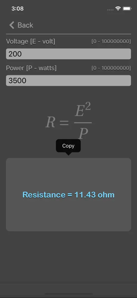 Ohm_Law_Calculator iOS App Screenshot 4