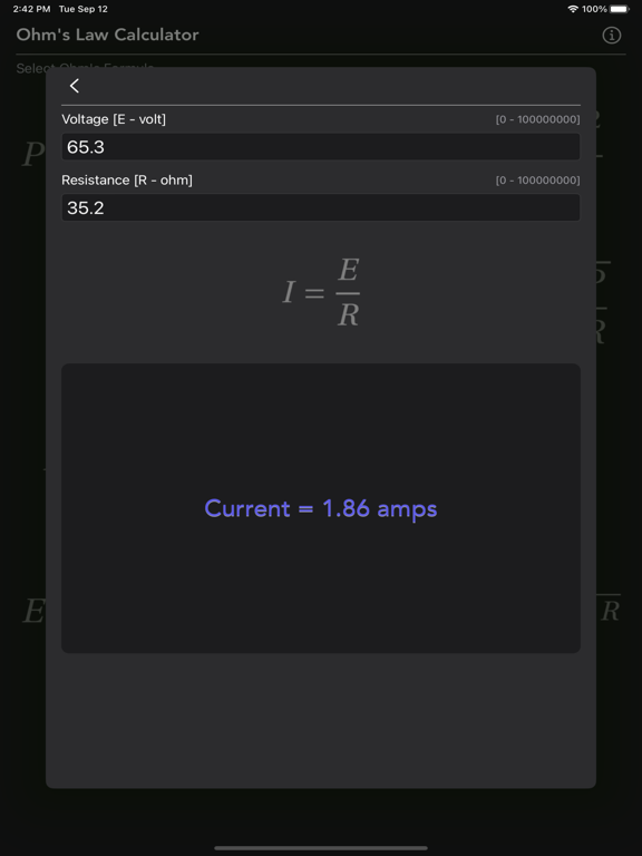 Ohm_Law_Calculator iPadOS App Screenshot 4