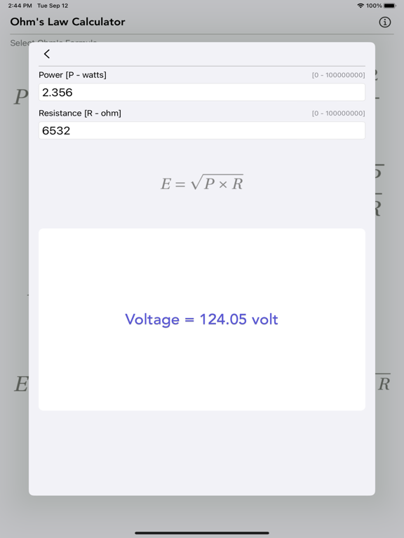 Ohm_Law_Calculator iPadOS App Screenshot 8