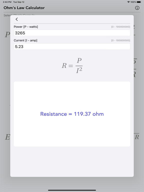 Ohm_Law_Calculator iPadOS App Screenshot 9