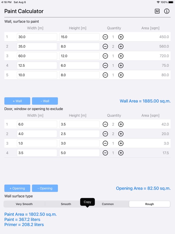 Paint_Calculator_Plus iPadOS App Screenshot 8